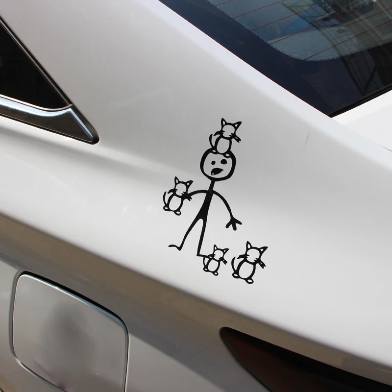 

BROSHOO Car Styling Vinyl Reflective Decals Funny Cat And Boy Pet Lovers Car Sticker Decoration Auto Accessories 13*15.2cm