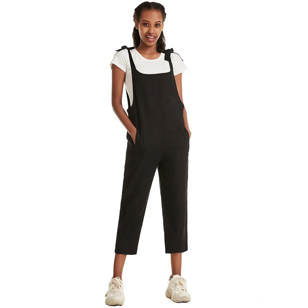 2020 New Womens Strap Loose Solid Jumpsuit Casual Relaxed Playsuit Harem Trousers Girl Overall Pants Clothes Wear | Женская одежда