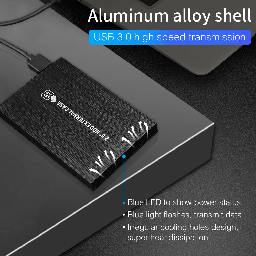 2 5 дюймовый корпус жесткого диска SATA USB 3 0 Портативный внешний для Алюминий SSD HDD 9