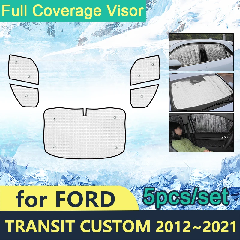 Full Cover Sunshades For Ford Transit Custom 2012~2021 Car Sun Protection Windshields Side Shaby Accessories Parasol Coche