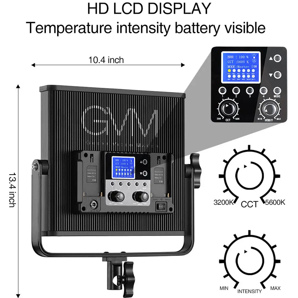 Цена Светодиодсветильник панель GVM 520S для фотосъемки и видеостудии, двухцветная лампа с рассеивающим светом и беспроводным управлением, заполня...