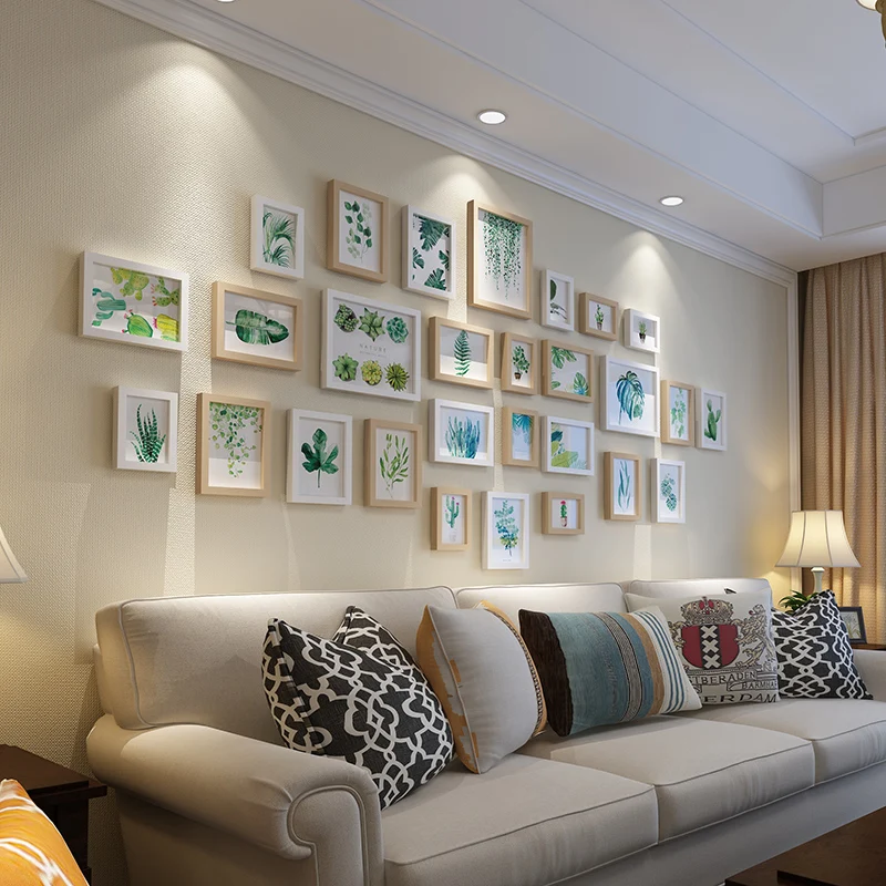

Modern Natural Green Plant Landscape Style Photo Frame Combination Photo Album Set Photo Wall Hanging Decoration Living room