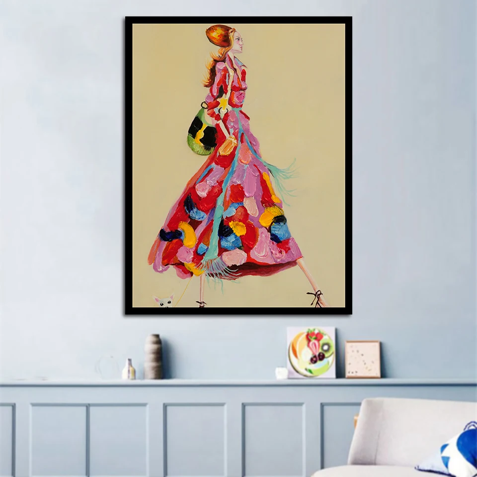 

Wall Art Print Canvas Home Decoration Painting Abstract Dress Oil Painting Pictures Nordic Style Modular Poster For Living Room