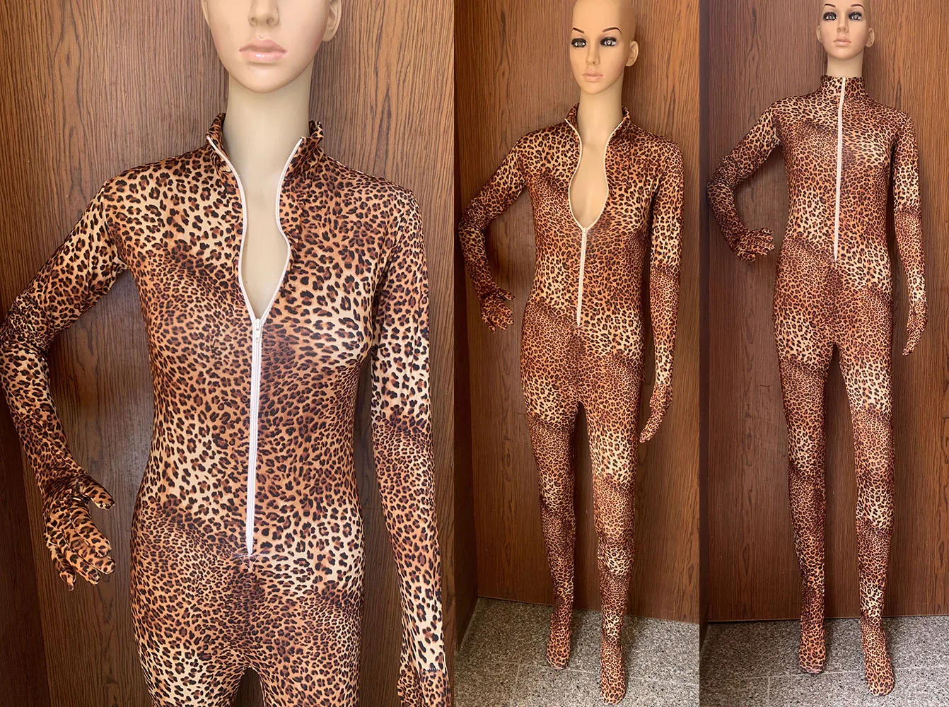 Новый сексуальный костюм унисекс для хэллоуивечерние с леопардовым принтом |