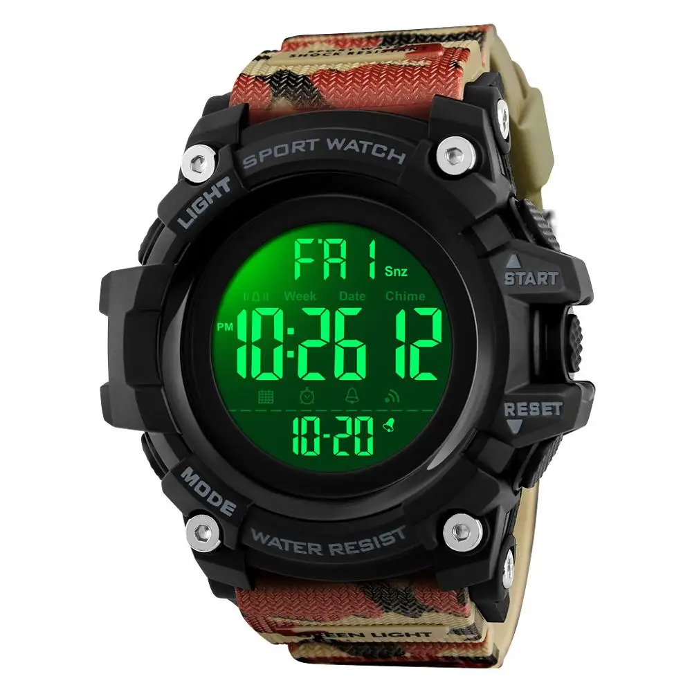 Camouflage Watch SKMEI Смарт спортивные часы мужские Bluetooth многофункциональные фитнес часы 5 бар водонепроницаемые цифровые часы светодиодный часы reloj hombre 1227 - Color: Camouflage Watch