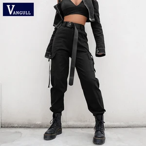 Брюки-карго Vangull 2021 Женские повседневные, уличная одежда, джоггеры с завышенной талией, свободные штаны в Корейском стиле, дамские Капри