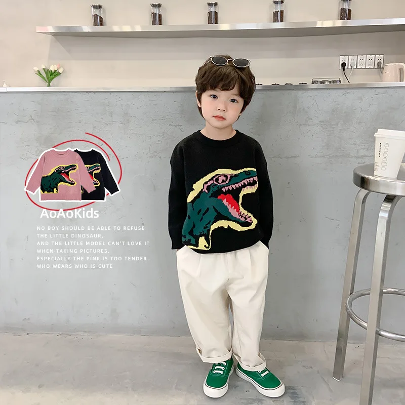 

Children's wear fall 2021 cartoon sweater in the children's western style top baby sweater boys sweater 2020 kids sweaters