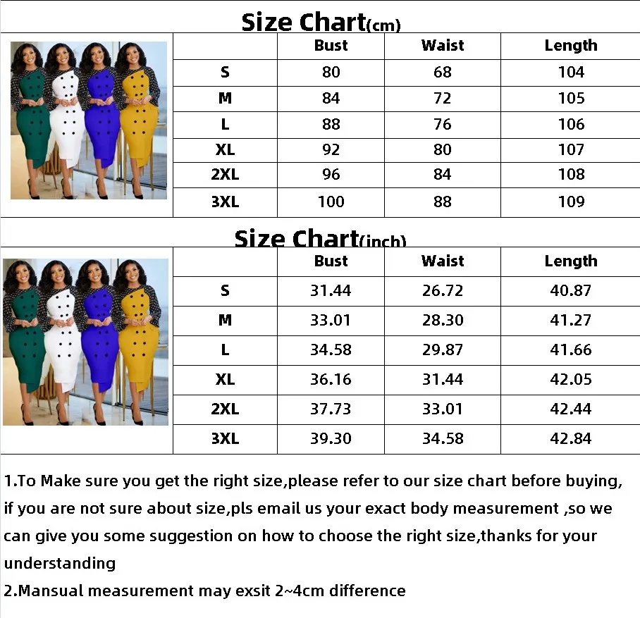 

S-3XL Color Matching Dress 2021 New African Large Size Womens Round Neck 3/4 Sleeves With Double-Breasted Button Irregular Dress