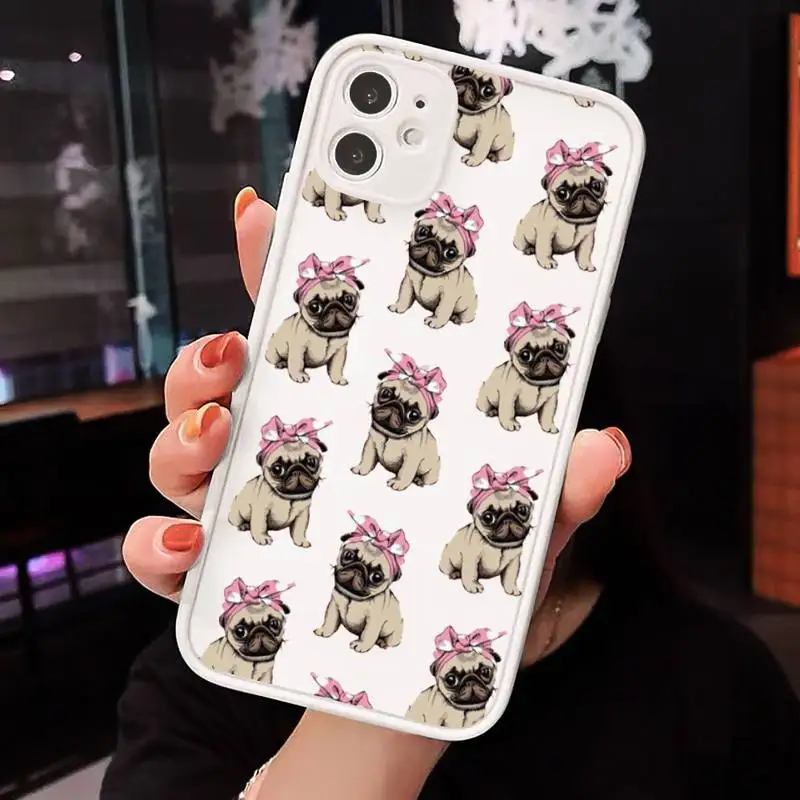 

Pug Dog Phone Cases matte transparent For white iPhone 7 8 x xs xr 11 12 pro plus max mini Clear Funda