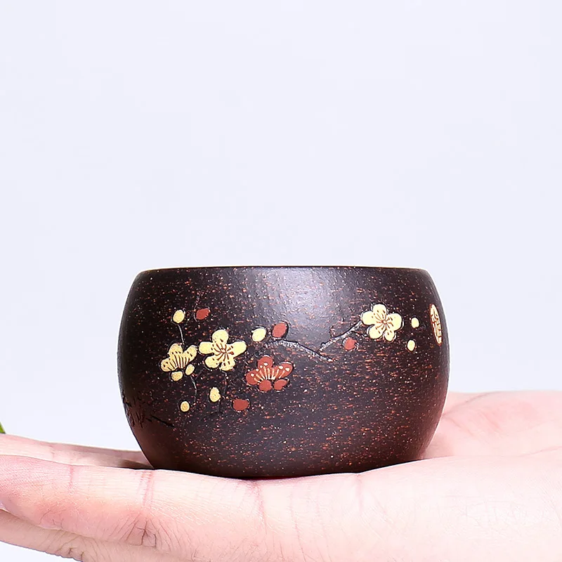 Исинская сырая рудная почва черный золотой песок Zisha чайная чашка маленькая