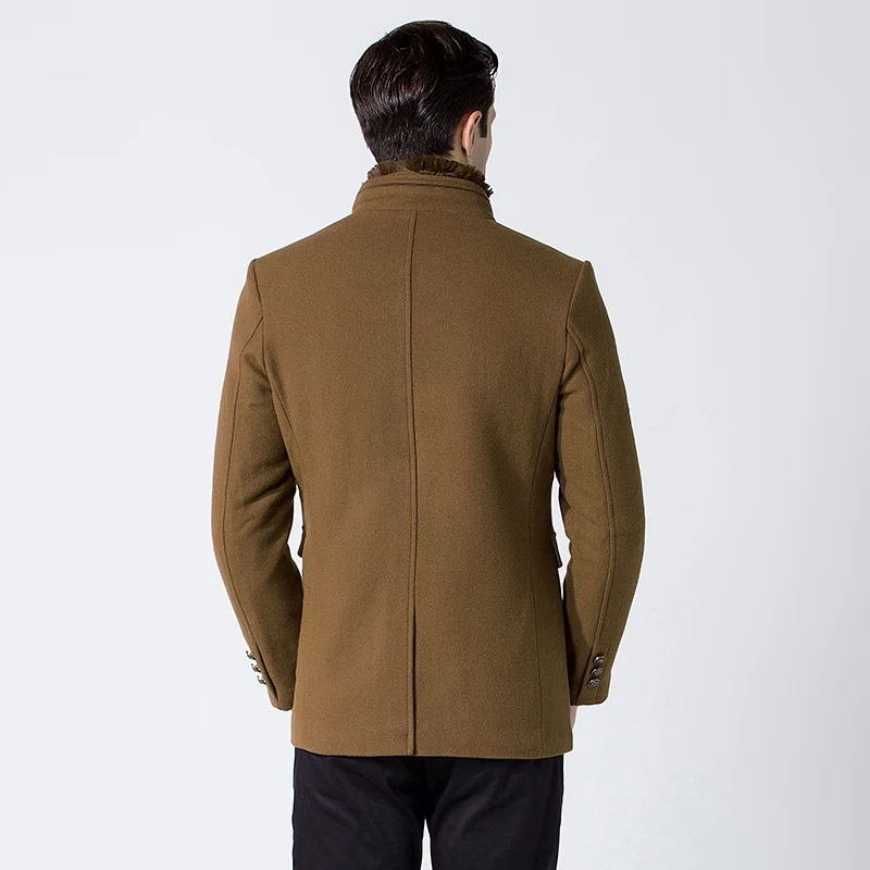 Mirecoo повседневные Брендовые мужские шерстяные пальто с меховым воротником Новые