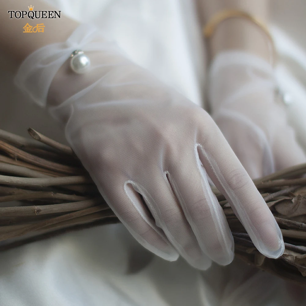 

TOPQUEEN M03 Свадебные перчатки с жемчугом M03 перчатки с защитой Uv Тонкие летние перчатки Тюль перчатки варежки