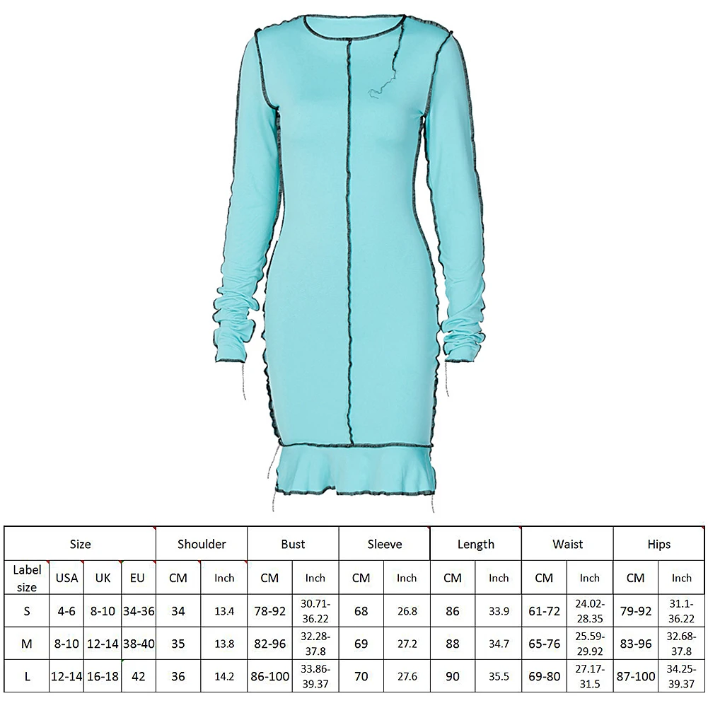 

Sexy Mimi Dress Autumn Ladies Sexy Dress Sheath Long Sleeve O Neck High Waist Fashion Fall Female Ruffles Patchwork Mini Dress