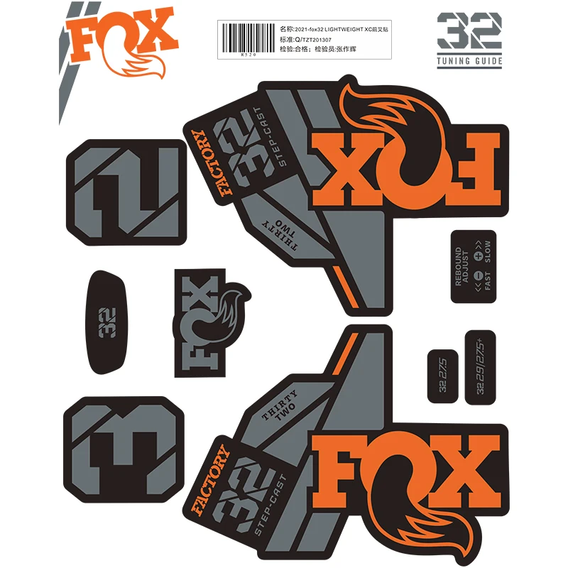 

2021 fox float factory 32 mountain bike front fork stickers bicycle fox32 LIGHTWEIGHT XC front fork decals MTB bike decal