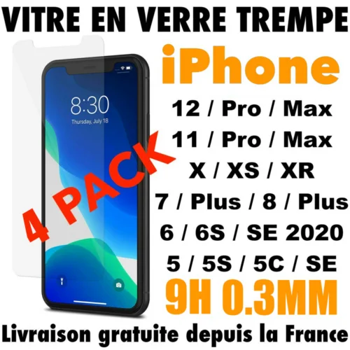 

FOR IPHONE VERRE TREMPE VITRE FILM PROTECTION ECRAN 11 12 PRO MAX SE 6 7 8 X XR