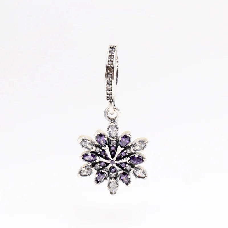 

DoDoFly Hot Jewelry Accessories Sterling Silver Amethyst Snowflake Pendant Diamond Snowflake Fit Original Charms Necklace