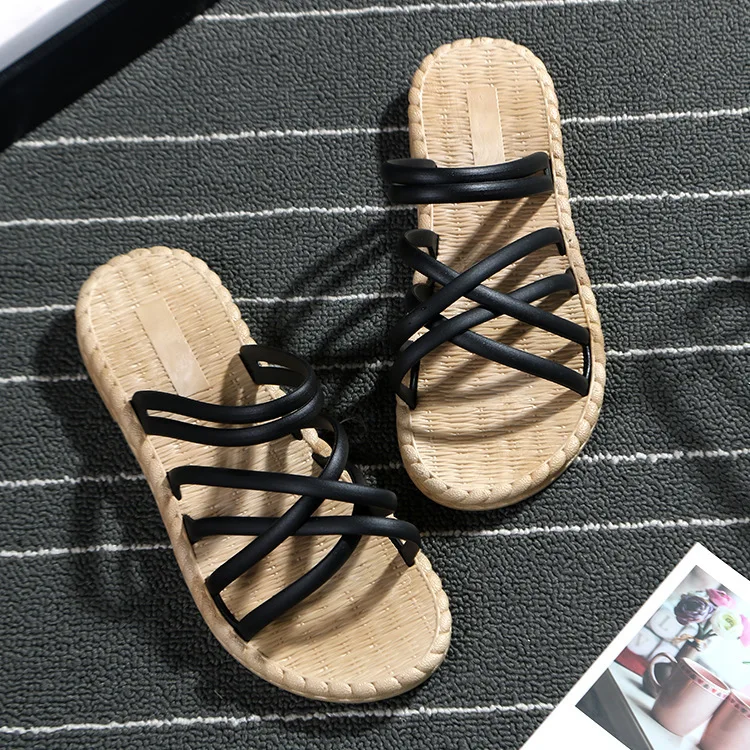 Woman Rope Joker Rome Cool Summer Slipper Flat Bottom Beach Shoes Beach Trip Shopping Sandals Female Non-slip Flip Flop Shoes
