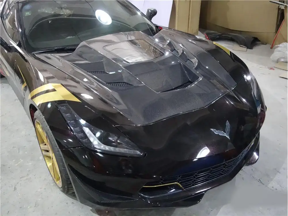Центральный капот из углеродного волокна подходит для 2014 2017 Corvette C7 задний Splitte