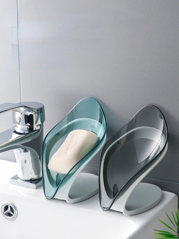 

Portable Soap Box Drain Holder Creative Bathroom Soap Dishes Holder Leaf Multifunctional Suction Porte Savon Home Storage 50FZH