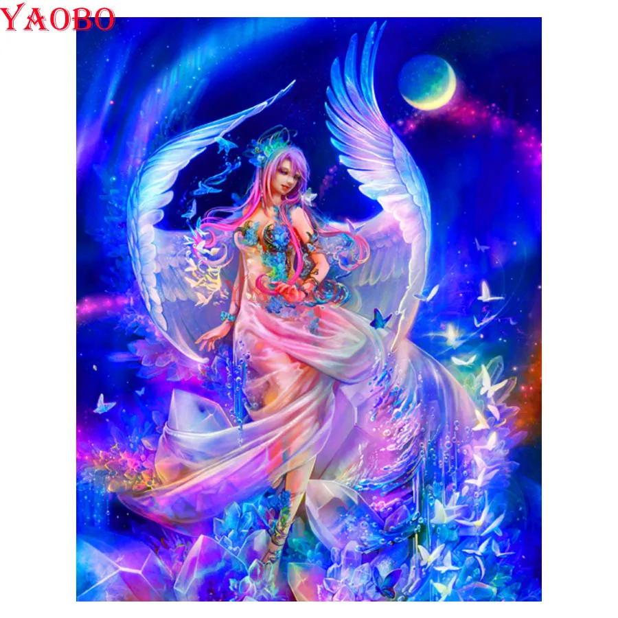 

Алмазная 5D Вышивка «сделай сам», Набор для вышивки крестиком, с фантазией, ангелом, девушкой, бабочкой, украшение для дома