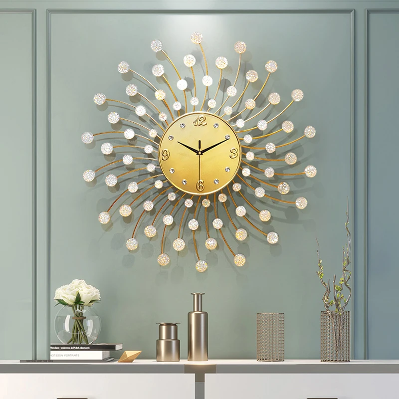 Роскошные большие настенные часы металлические в европейском стиле для гостиной