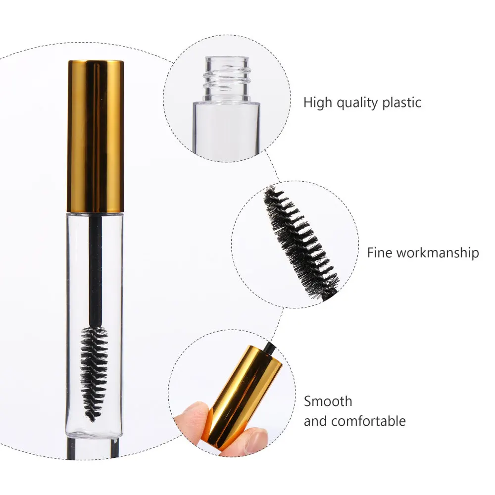 

10pcs DIY Mascara Container with Golden Cap Eyelash Makeup Tubes Vials Bottle