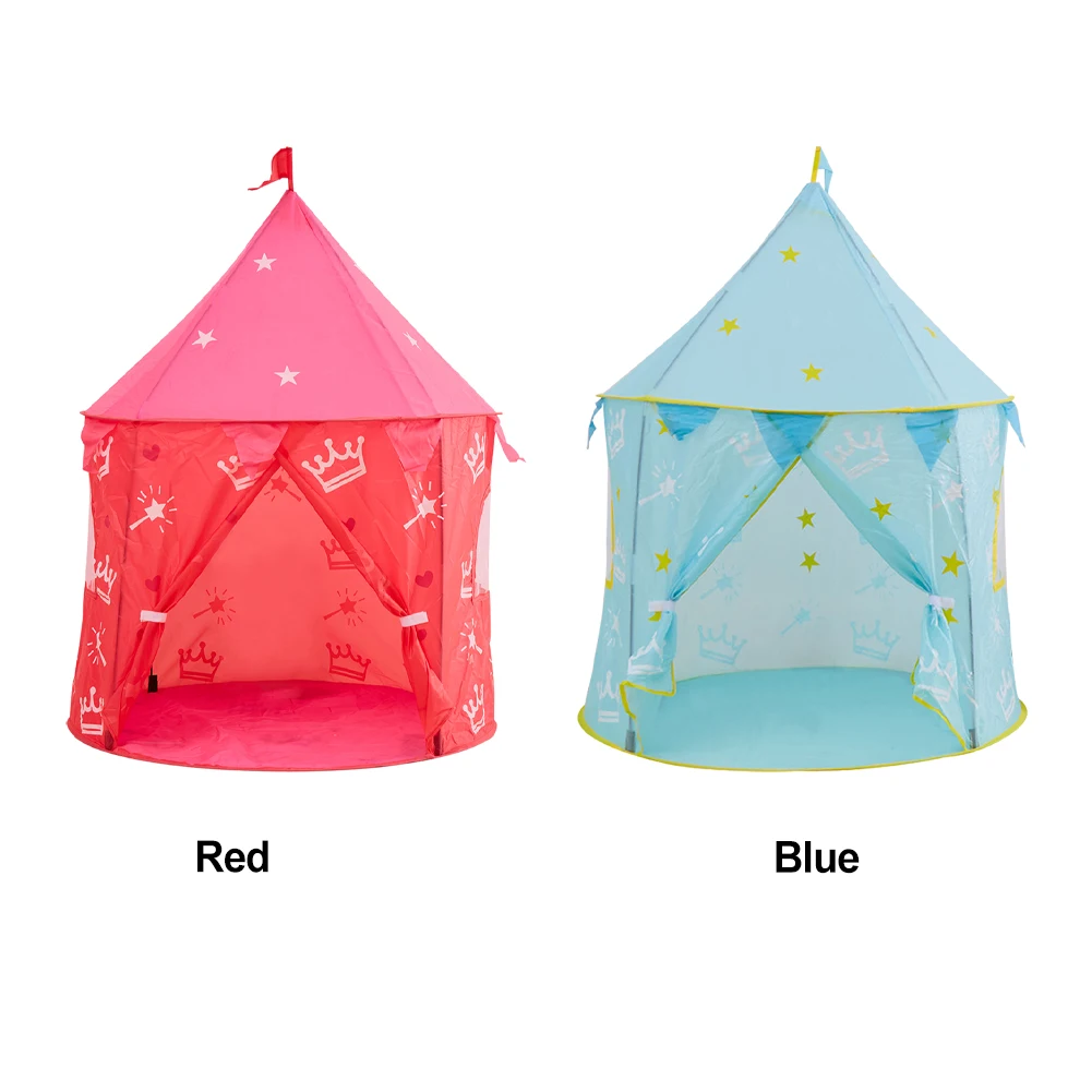 

Foldable Play Tent Playhouse Indoor Outdoor Lightweight Crown Castle Polyester Easy Install Universal Garden Boy Girl Kids Toys