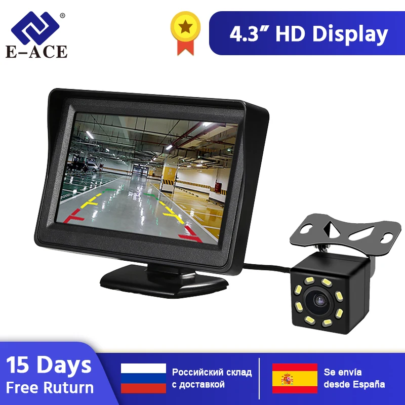 E-ACE 4,3 дюймов HD цифровой цветной автомобильный монитор TFT lcd дисплей камера заднего вида система парковки для камеры заднего вида