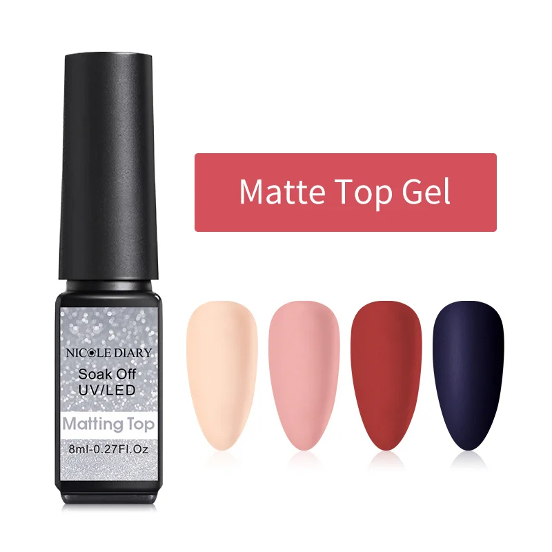 Matte Top Gel NICOLE DIARY 56 цветов Гель-лак для ногтей матовый верхний базовый слой Полупостоянный Гель-лак UV Led Гель-лак для маникюра украшение 8 мл - Цвет: Matte Top Gel