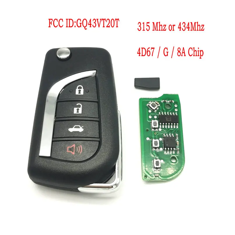 Datong World Car Remote Key For Toyota Camry Highlander Sequoia Sienna Tacoma Tundra 4 Button Auto Smart Control Replace Key