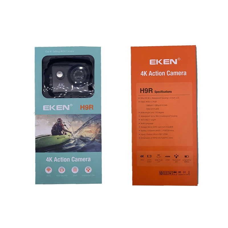 Экшн-камера EKEN H9 / H9R 4K 30FPS Ultra HD WiFi 2.0 170D подводная водонепроницаемая шлемовая видеокамера для экстремальных видов спорта.