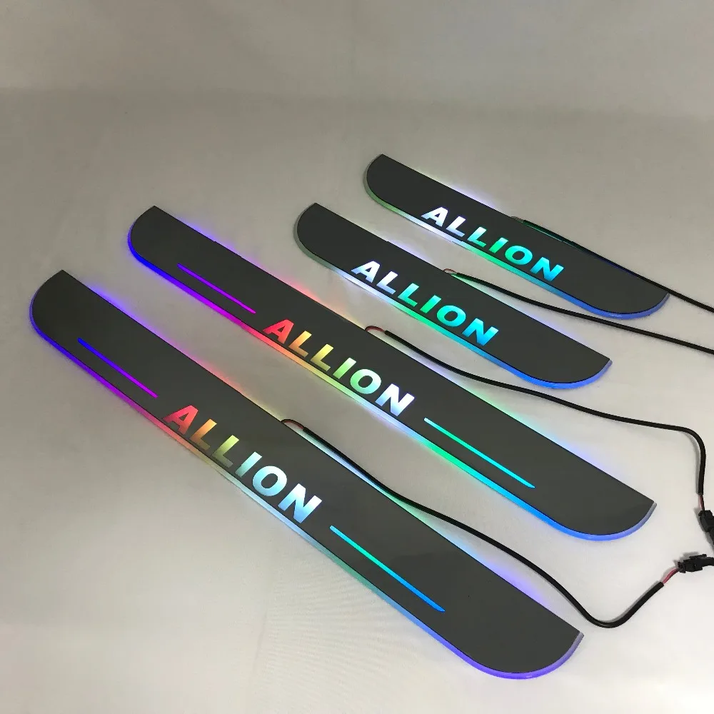 RQXR светодиодные движущиеся двери scuff для Toyota allion dynamic порога пластина плоская подкладка наложения потока/фиксированный светильник, 4 шт