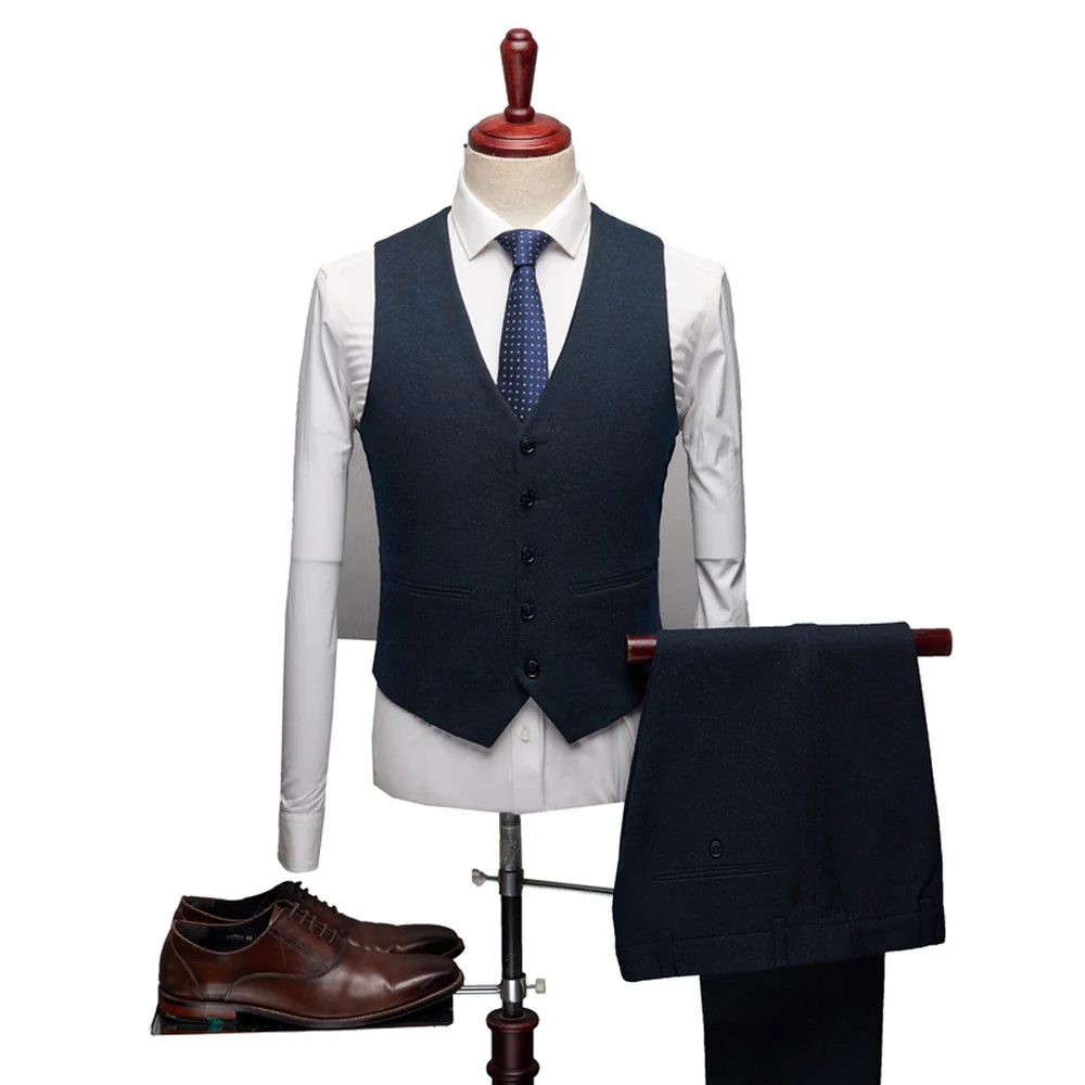 2020 Solid Color Large Size Men's Suit Three Pieces Set Fashion Boutique Korean Style Costume Homme Marriage Formal Wear Suit