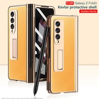 case for samsung galaxy z fold 3 stand case electroplating pen slot for samsung folding screen phone protective cover with film