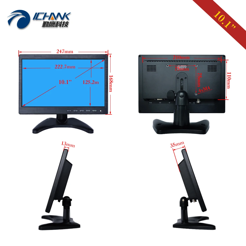 ZB101JN 26/10 1 дюймов 1024x600 16:9 720p Встроенный динамик HDMI VGA POS аппарат видеокамера Raspberry Pi