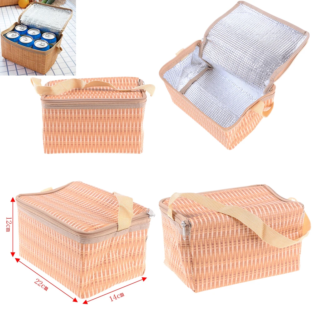 Имитация ротанга сумка для ланча модный портативный водонепроницаемый