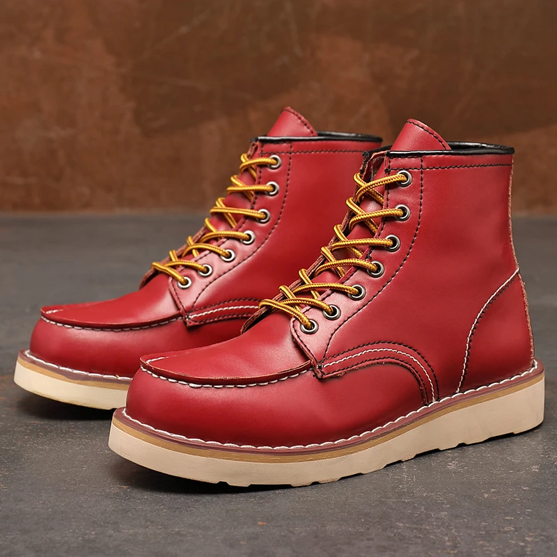 

Retro High Quality Men's Boots Genuine Leather Ankle Boots Comfortable Men's Winter Boots Platform Boots Soft Cowboy Boots Men
