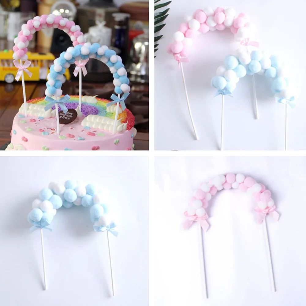 1 шт. розовый синий мягкий помпон облачный торт Топпер детский душ день рождения