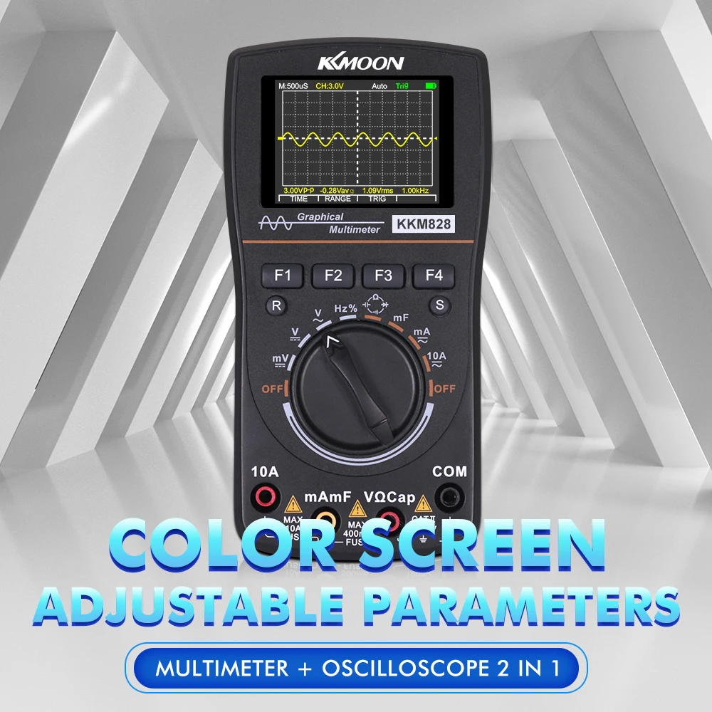 

KKMOON kkm828 Digital Oscilloscope Multimeter with 1MHz Bandwidth 2.5Msps Sampling Rate Intelligent Graphical Oscilloscope