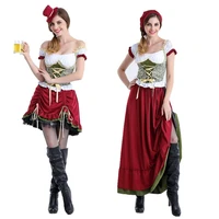 new high quality set for women cosplay beer hot dirndl german maid costumes female oktoberfest carnival dress up dirndl skirt