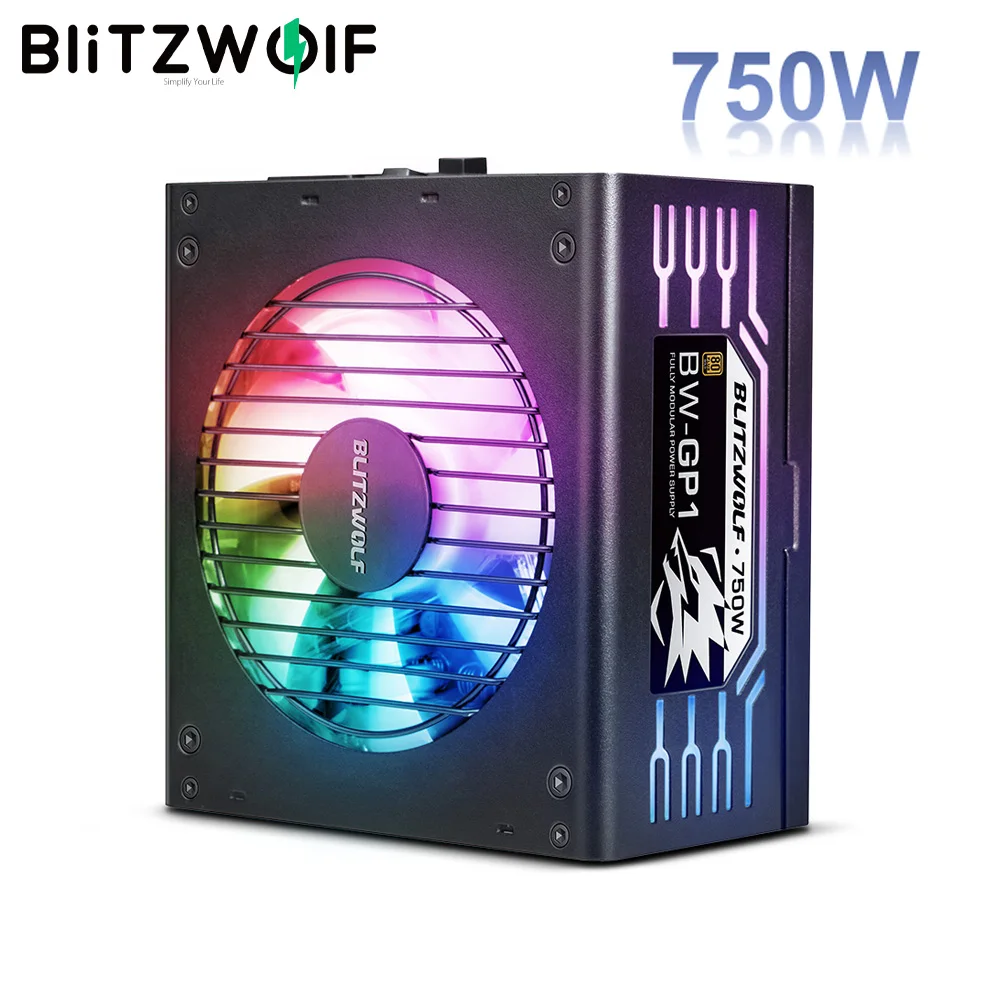

BlitzWolf BW-GP1 ATX блок питания с полным модулем для ПК, игровой, 550 Вт, 750 Вт, 80PLUS, золотой медаль, номинальный блок питания с RGB