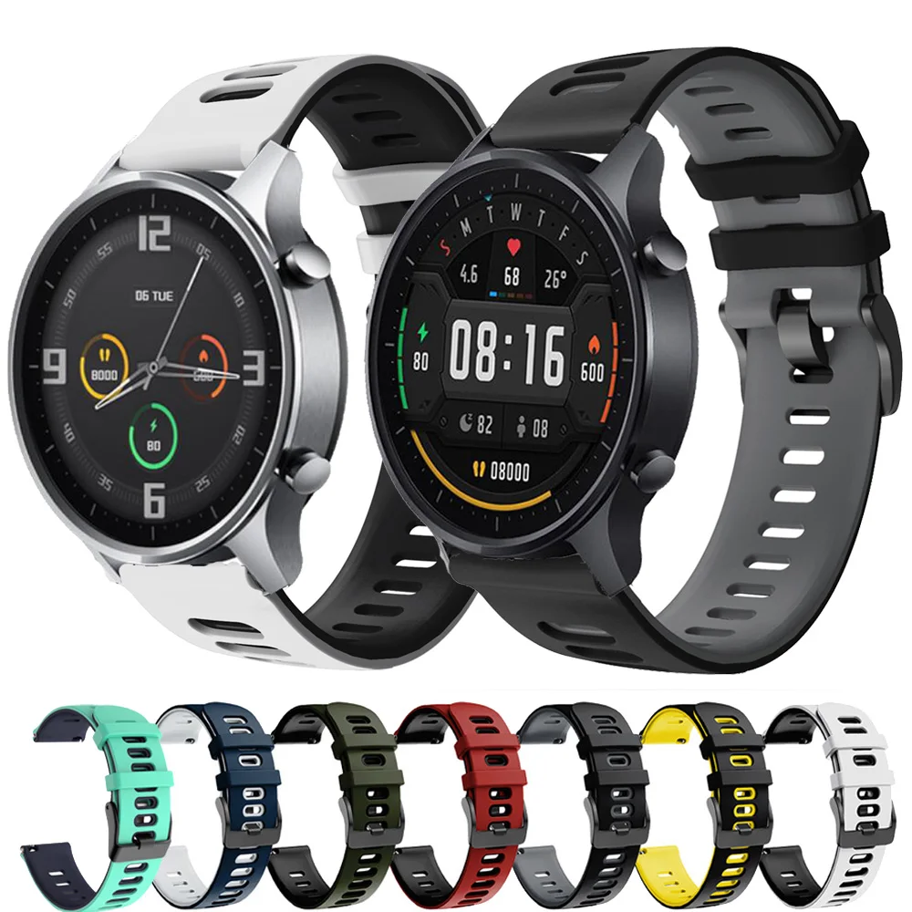 

Ремешок силиконовый для Xiaomi MI Watch, цветной быстросъемный спортивный браслет для часов Amazfit Stratos 3 2, 22 мм