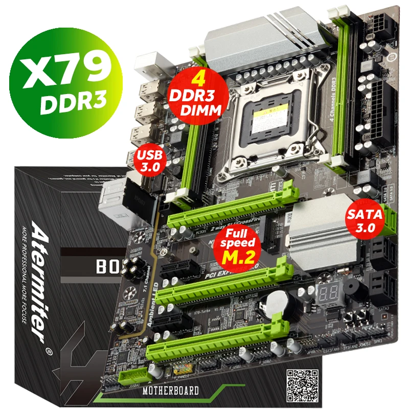 Atermiter X79 Turbo материнская плата LGA2011 ATX Combos E5 2689 CPU 2шт x 8 ГБ = 16 DDR3 RAM 1600 МГц PC3 12800R PCI E NVME M.2 SSD|Материнские платы| |