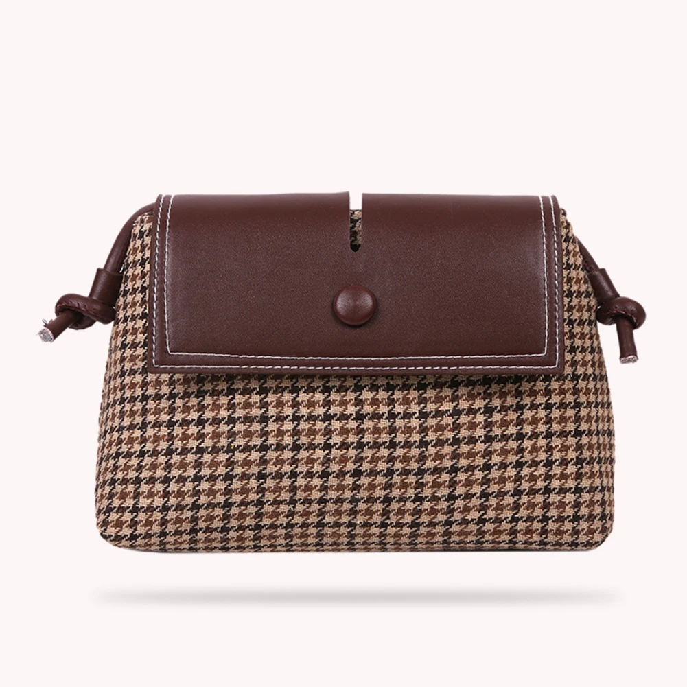 

Fashion Shoulder Messenger Bag Women Handbags Totes Bags PU Leather Casual Retro Houndstooth Bags Clutch Bag