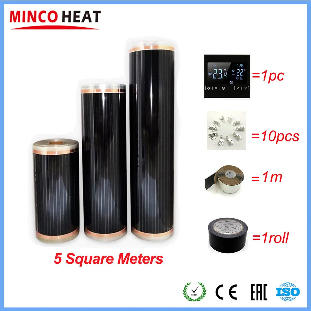 MH1822EB kit Горячая Распродажа 5m2 инфракрасная пленка для обогрева пола и стен с аксессуарами домашний коврик для обогрева AC220V 110 Вт/м WiFi опционально - Цвет: MH1822EB kit