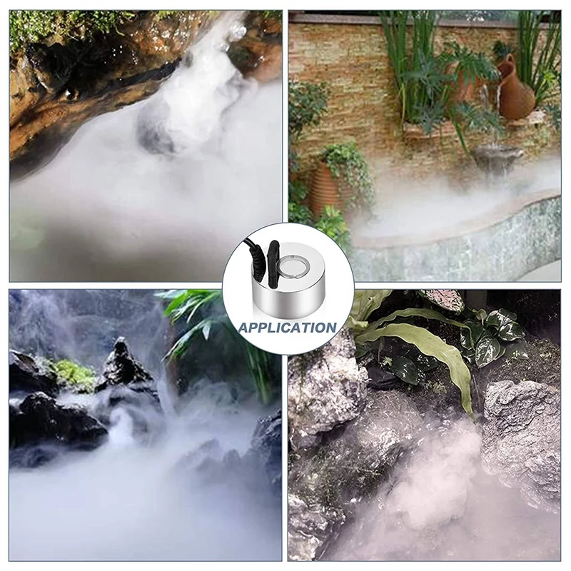 

Ultrasonic Mist Maker Fogger Metal Atomizer with Removable Splash Guard for Water Fountain Pond Pot Rockery Sink Eu Plug