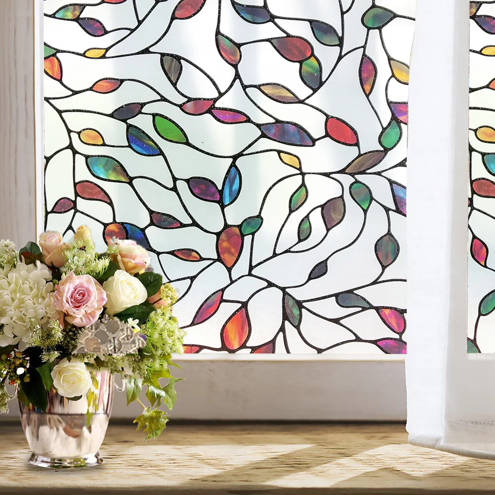 

Decorative Privacy Window Tint Film Static Cling Anti Uv Window Sticker Non Adhesive Vinyl Light Blocking Glass on Window Decals