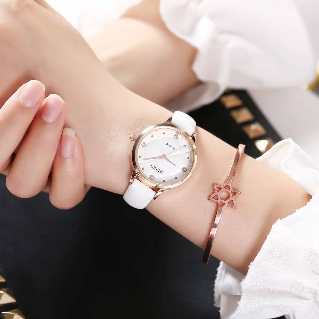 Лидер продаж модные женские часы кожаные простые для девушек Reloj Mujer|Женские
