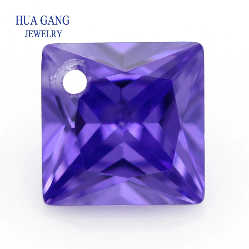 

Violet Loose CZ Stones Beads Gem With Hole AAAAA Square Shape Cubic Zirconia Stone For Jewerly Making 4x4~12x12 High Quality