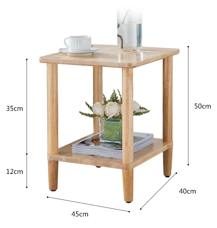 

Japanese Style Side Table Solid Wood Home Simple Living Room Sofa Corner Coffee Double Square Bedroom Bedside